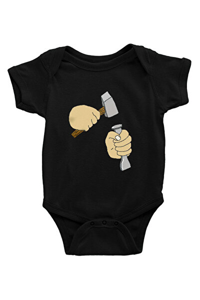 Darkhane Sculptor Black Unisex Baby Bodysuit - Zıbın