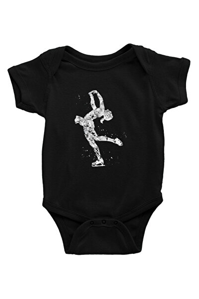 Darkhane Ice Skating Black Unisex Baby Bodysuit - Zıbın
