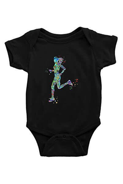 Darkhane Running Black Unisex Baby Bodysuit - Zıbın