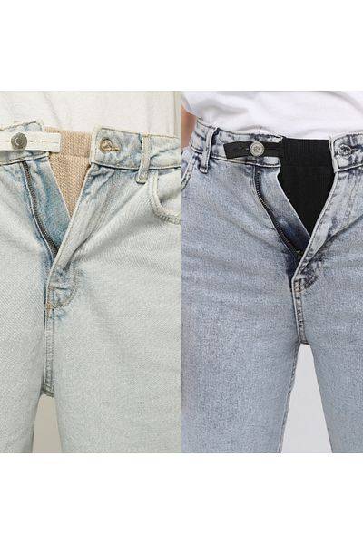 LYN MAMA Tres Right Buttoned - Pachet de pantaloni negri și bej cu prelungitor pentru talie