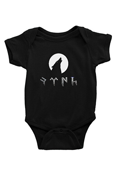 Darkhane Orhun Turkish black Unisex baby body - Göktürk Zıbın