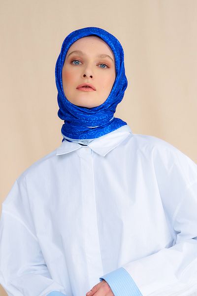 Modakaşmir Mk Βαμβακερό Φουλάρι Saks Blue