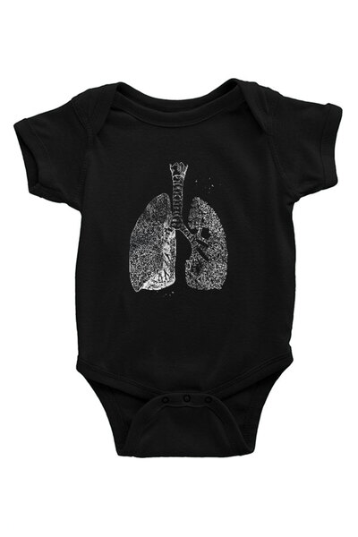 Darkhane Lungs Black Unisex Baby Bodysuit - Zıbın