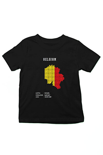 Darkhane تي شيرت بلجيكا أسود للجنسين للأطفال