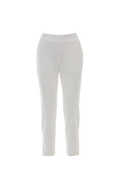 GİZİA Arka Bel Lastikli Etiket Detaylı Ekru Pantolon