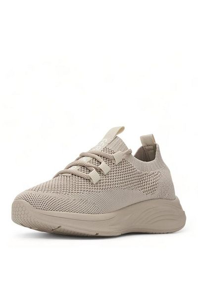 İmerShoes Καθημερινά γυναικεία μπεζ πλεκτά αθλητικά παπούτσια με κορδόνια κάλτσες με χοντρό τακούνι οβάλ αθλητικά παπούτσια 625