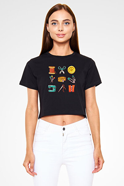 Darkhane Unisex Black Crop Top T-shirt