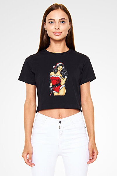 Darkhane New Year - Christmas Mother Black Unisex Crop Top T-shirt