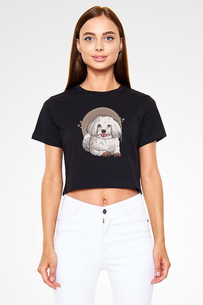 Darkhane Unisex Black Crop Top - Poodle Pudel Design T-Shirt