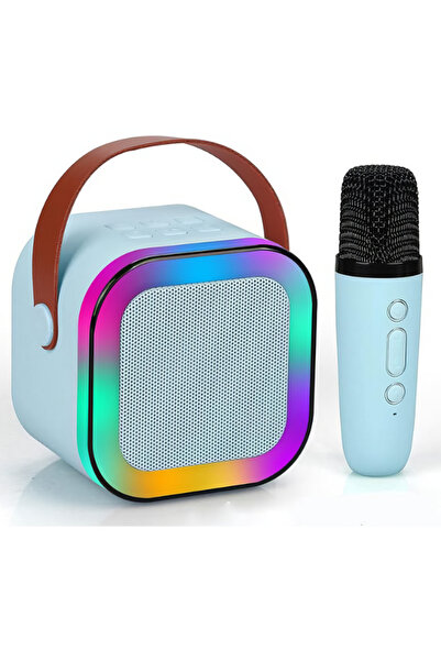 ALFAGİFT Portatif Taşınabilir Işıklı Mikrofonlu Çocuk Karaoke Hoparlör Seti