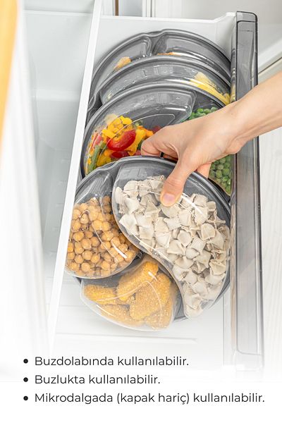 Vienev 1.2 Liter Anthracite 6-Piece 3-Compartment Round Storage Container