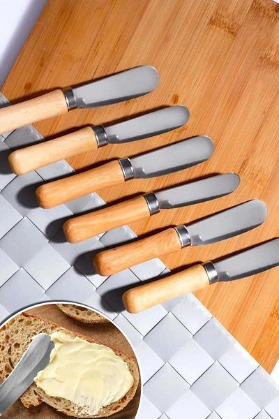 ALBAK Life 12 Pieces Butter Jam Breakfast Knife with Wooden Bamboo Handle 11cm Breakfast-Bicag