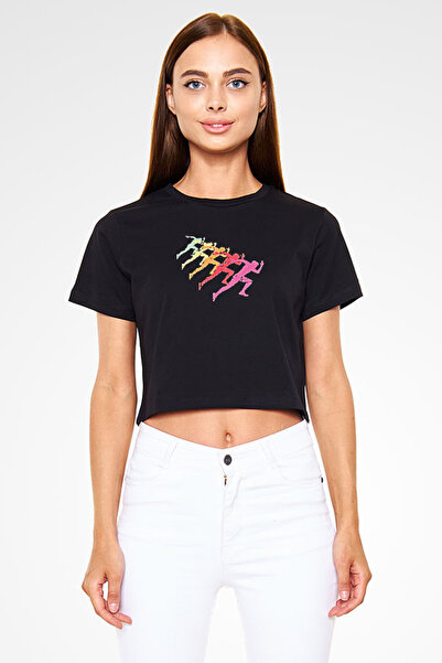 Darkhane Marathon Black Unisex Crop Top T-Shirt