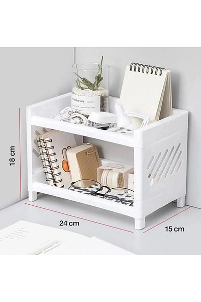 VİGENTİNO 2 Tiers Makeup Organizer And Bathroom Kitchen Office Organizer Multi-Purpose Desk Organizer