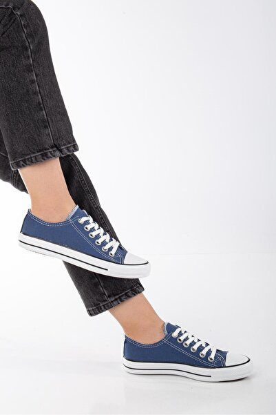 BY İMİS SHOES Unisex Kısa Kot Mavi Keten Sneaker