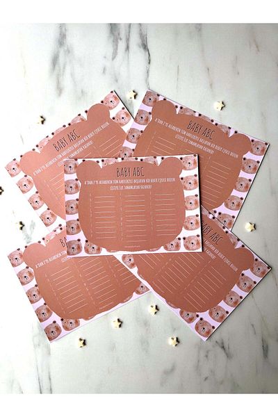 The Istanbul Event 5-Piece Baby Shower Teddy Bear Concept Game and Entertainment Question Cards Set - Baby Goods Puzzle