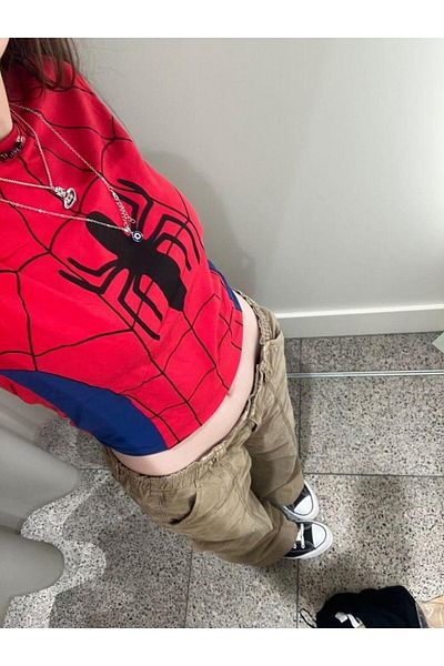 Touz Moda Y2k Red Spider Crop Top