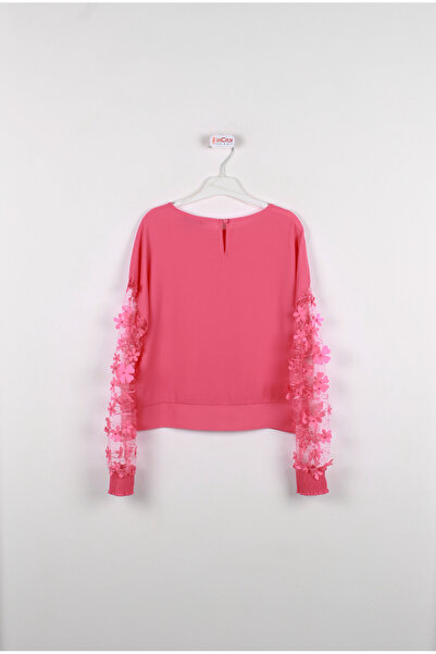 incity Girl's Transparent Floral Sleeve Blouse