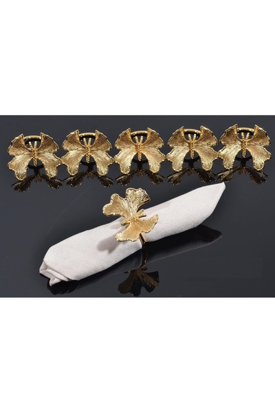 BULUTHOMEAKSESUAR منديل على شكل فراشة مكون من 6 قطع ذهبي