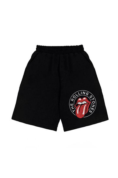 Touz شورت M F Rolling Stones مطبوع باللون الأسود للجنسين