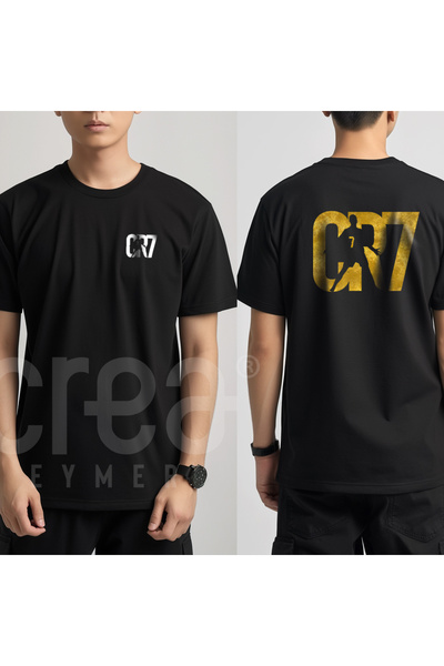 Crea Eymer Wear Роналду 7 Золотий дизайн з принтом Бісiklet Yaka 100% бавовня...