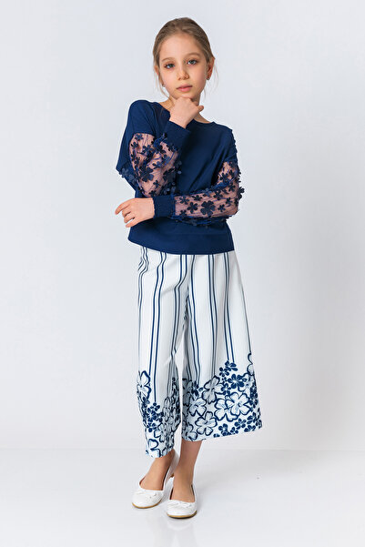 incity Girl's Transparent Floral Sleeve Blouse