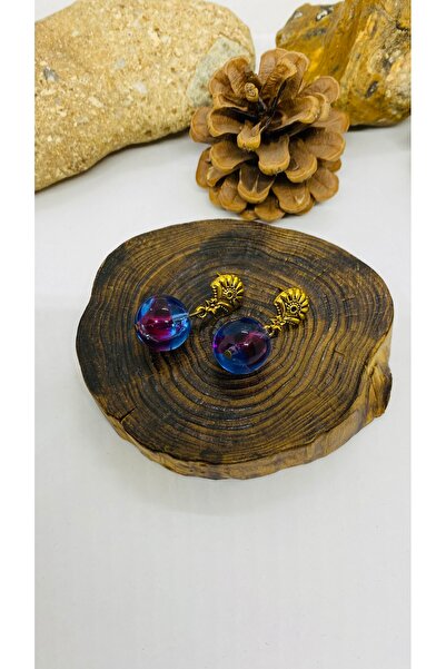 Porsuk Alternatif Handmade Czech Glass Women's Earrings with Brass Apparatus
