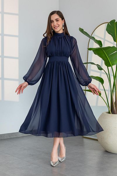 Secret Passion Lingerie New Season Lined Chiffon Fabric Flared Cut Midi Length Evening Dress Homecoming Dress