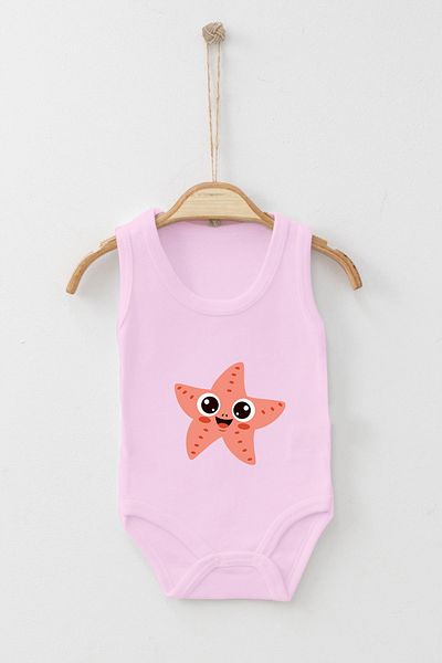 ADABEBEK Cute Starfish Printed Strappy Snap-On Bodysuit