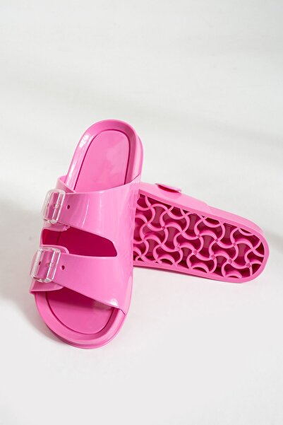 Friend & Trend Friend&Trend Çift Tokalı Fuşya Jelly Yazlık Kadın Terlik FT6969