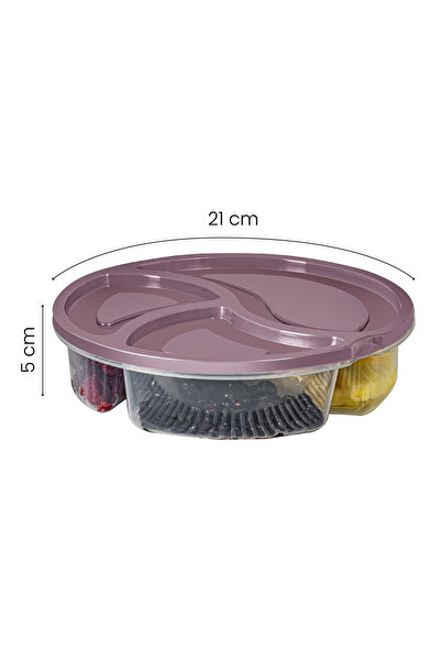 Vienev 1.2 Liter Pink 2-Piece 3-Compartment Round Storage Container