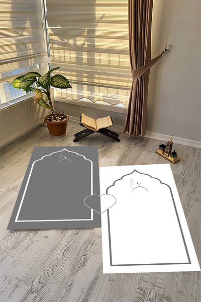 eco concept Heart Double Prayer Rug, Dowry Prayer Rug, Prayer Rug, Digital Printing Prayer Rug