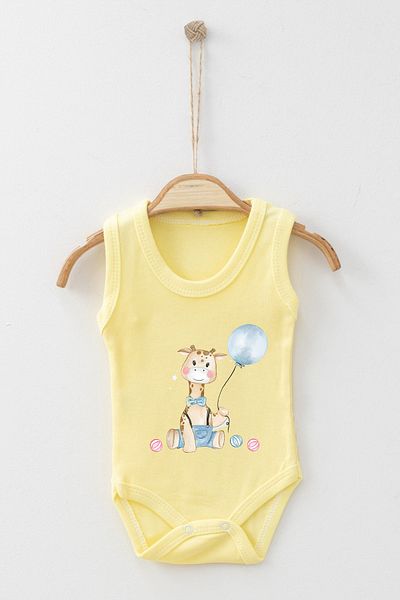 ADABEBEK Little Balloon Bow Tie Giraffe Printed Strap Snap-On Bodysuit