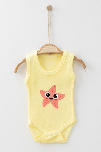 ADABEBEK Cute Starfish Printed Strappy Snap-On Bodysuit