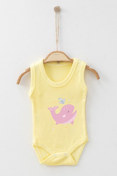 ADABEBEK Water Spraying Whale Printed Strap Snap-On Bodysuit