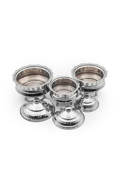 ANTEPSEPETİ 3-Piece Candy Holder Set with Silver Plated Copper Lid