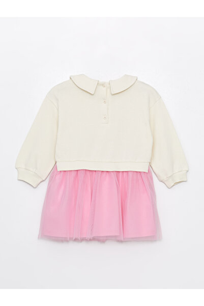 LC Waikiki Košilový límec s dlouhým rukávem Dívčí šaty s potiskem Minnie Mouse