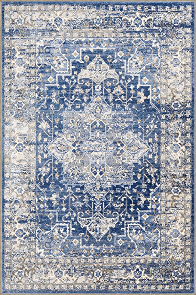 Rugs Modern Halı Açık Mavi Tonlarda Geleneksel Desenli Dekoratif ve Dokuma Ta...