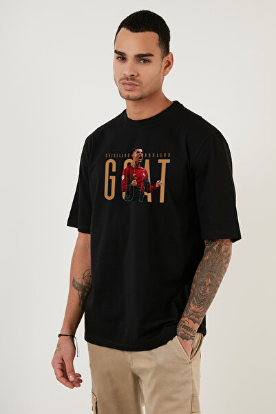 offsidesign Ανδρικό μπλουζάκι μεγάλου μεγέθους Ronaldo GOAT Σχεδιασμένο κοντο...