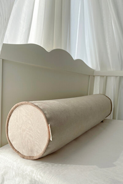 Piamom Krem Toprak Biyeli Fitilli Silindir Sosis Bumper Yastık