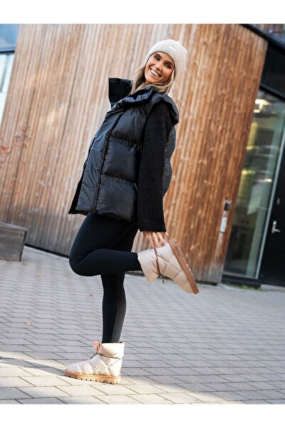 Flufie Kaz Tüyü Unisex Bot Klasik Serisi Beige