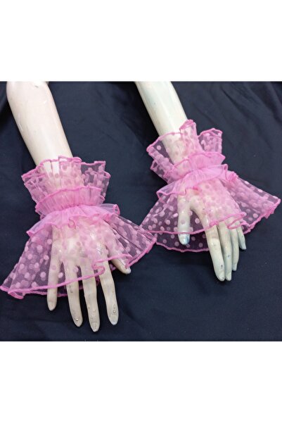 es moda shop سوار من التول المنقط باللون الوردي