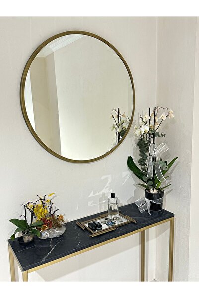 Ersan Dizayn 80 Cm Eskitme Metal Çerçeve Dekoratif Yuvarlak Ayna