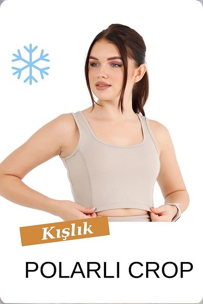 missmaral Top crop din lână, culoare piatră, pentru femei, cu textura moale, elastic și nervurat Diver 5065