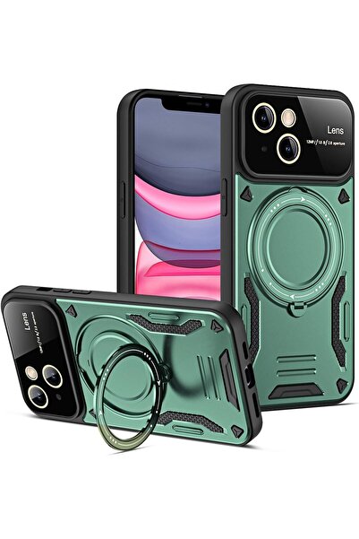 Deppo Trend iPhone 15 Plus Uyumlu Kılıf Magsafe Standlı Kamera Lens Korumalı ...