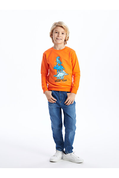 LC Waikiki Момче - суичър с кръгла яка и щампа с дълъг ръкав