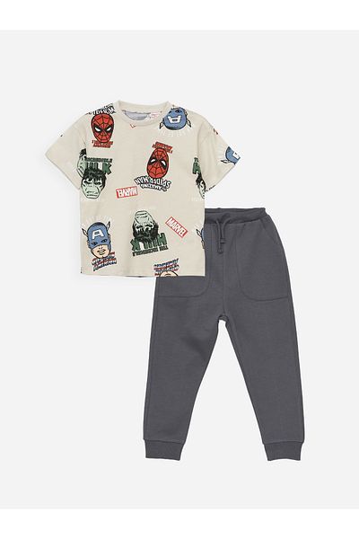 LC Waikiki Crew Neck Long Sleeve Printed Baby Boy Sweatshirt and Sweatpants 2-Piece Set