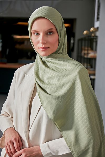 Scarf Μίνι τετράγωνο σιφόν σάλι Jacquard - Mint -