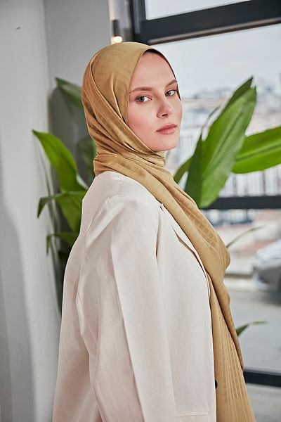 Scarf Μίνι τετράγωνο σάλι σιφόν Jacquard - Oil Green -