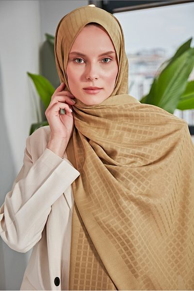 Scarf Μίνι τετράγωνο σάλι σιφόν Jacquard - Oil Green -